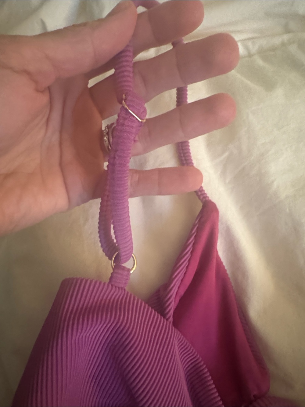 NWT Beach Riot Purple Orange Pink Ribbed Triangle Bikini Top - Picture 4 of 4